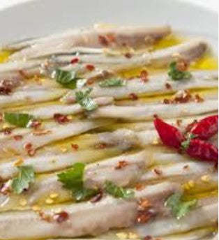 CARLINO - ANCHOVIES FILLETS MARINATED 1KG เนื้อปลาแอนโชวี่หมักปรุงรสในน้ำมันดอกทานตะวัน